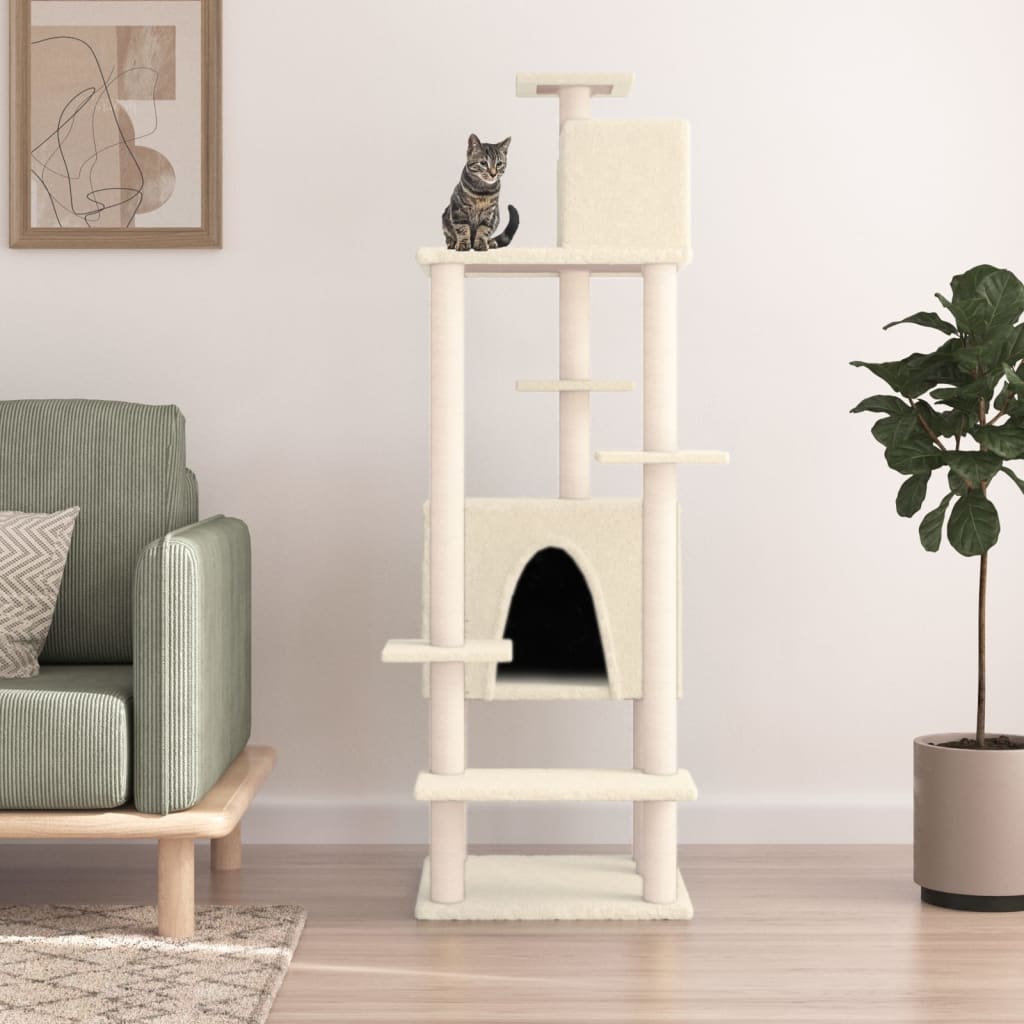 8720845767150_m_en_hd_1 vidaXL Cat Tree with Sisal Scratching Posts Cream 154 cm - Image 1