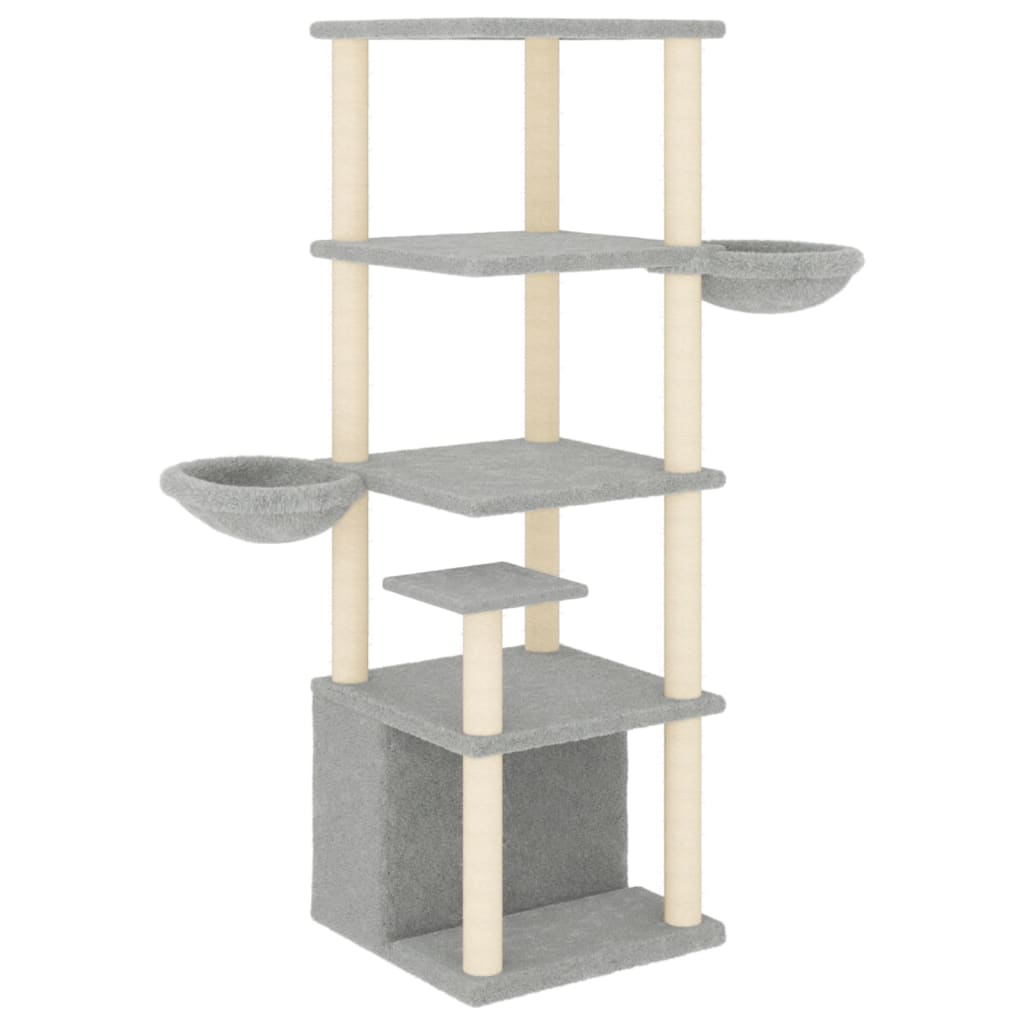 8720845767259_a_en_hd_1 vidaXL Cat Tree with Sisal Scratching Posts Light Grey 147 cm - Image 2