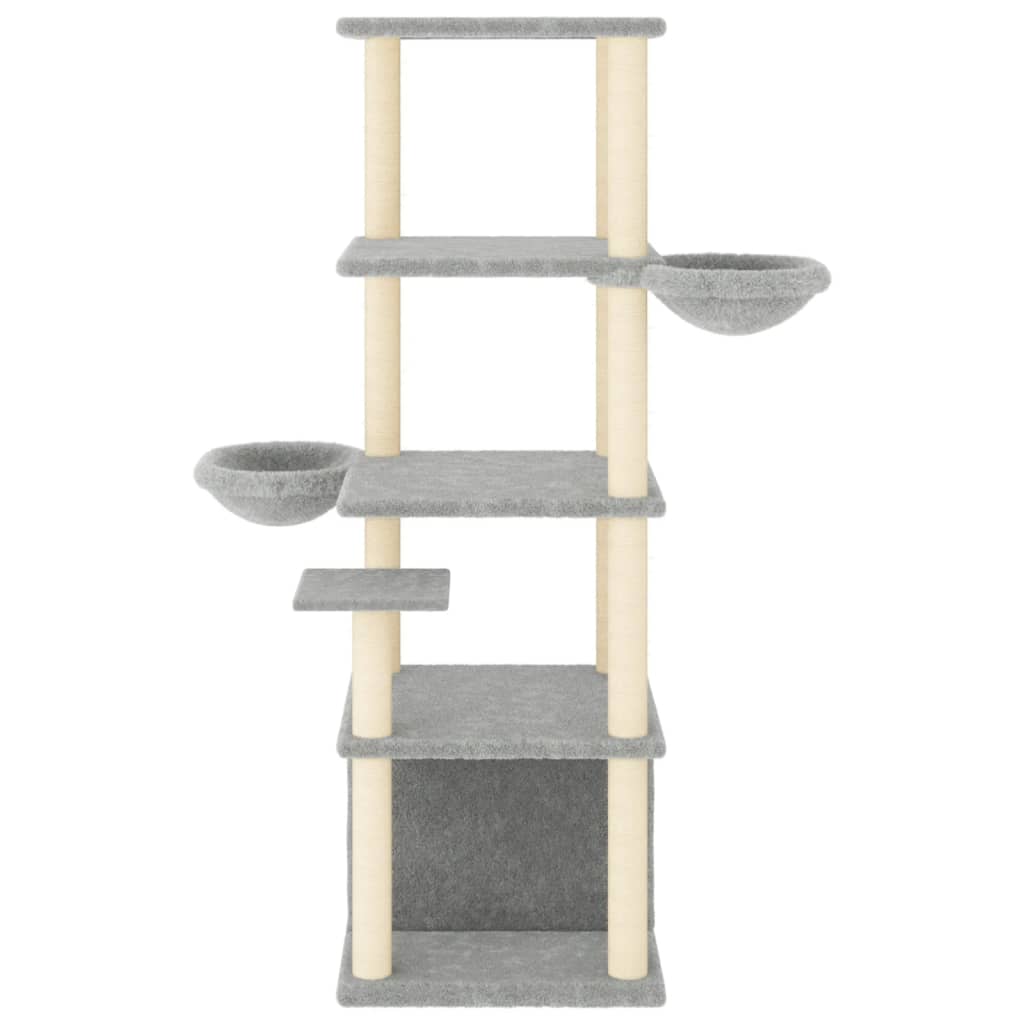 8720845767259_g_en_hd_1 vidaXL Cat Tree with Sisal Scratching Posts Light Grey 147 cm - Image 3