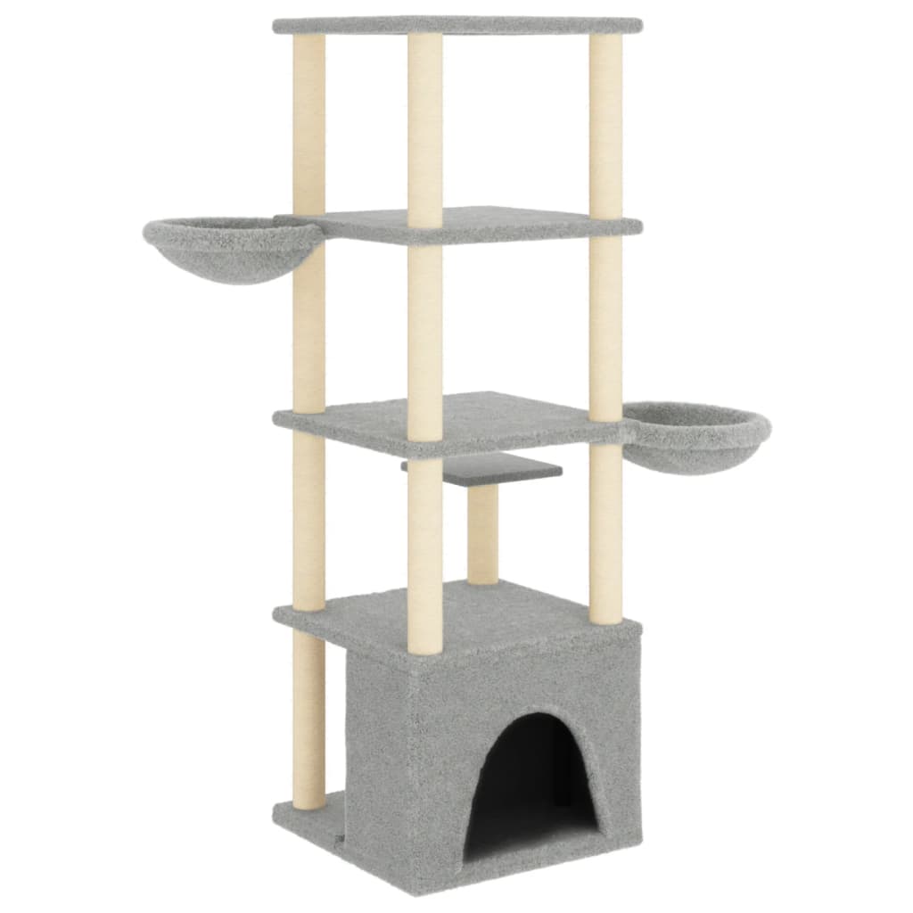 8720845767259_g_en_hd_3 vidaXL Cat Tree with Sisal Scratching Posts Light Grey 147 cm - Image 5