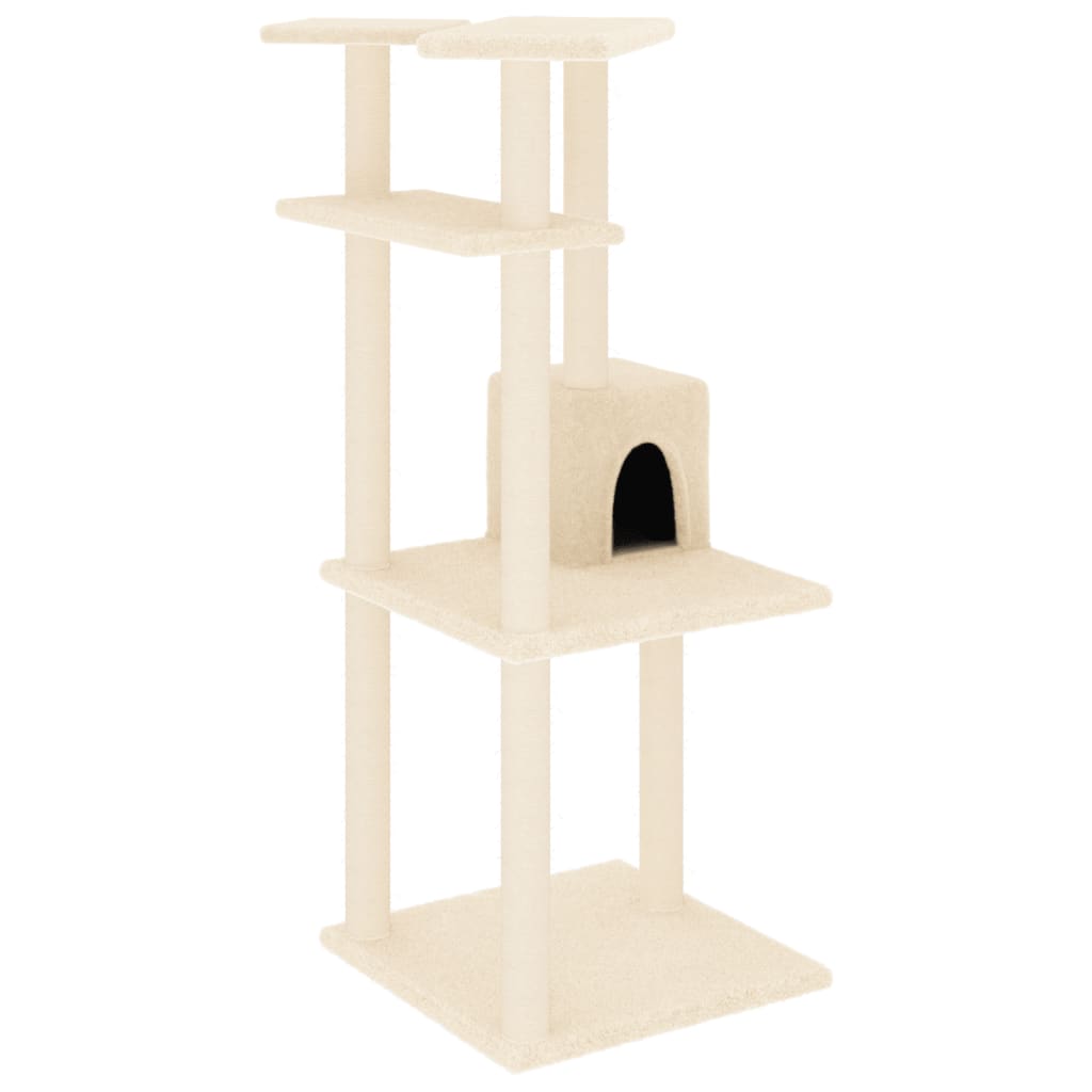 8720845767273_a_en_hd_1 vidaXL Cat Tree with Sisal Scratching Posts Cream 123 cm - Image 2