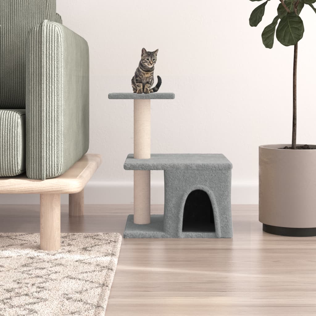 8720845767310_m_en_hd_1 vidaXL Cat Tree with Sisal Scratching Posts Light Grey 48 cm - Image 1