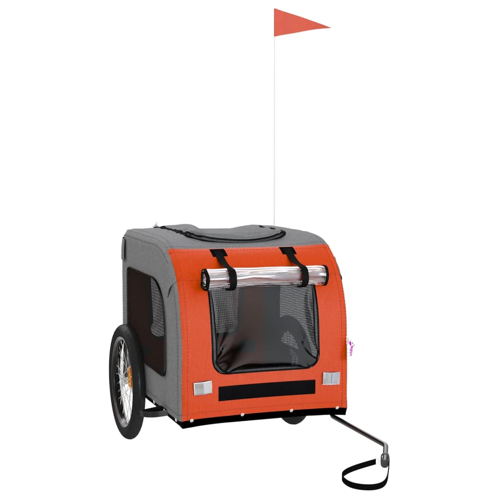 8720845769222_a_en_hd_1 vidaXL Pet Bike Trailer Orange and Grey Oxford Fabric&Iron - Image 2