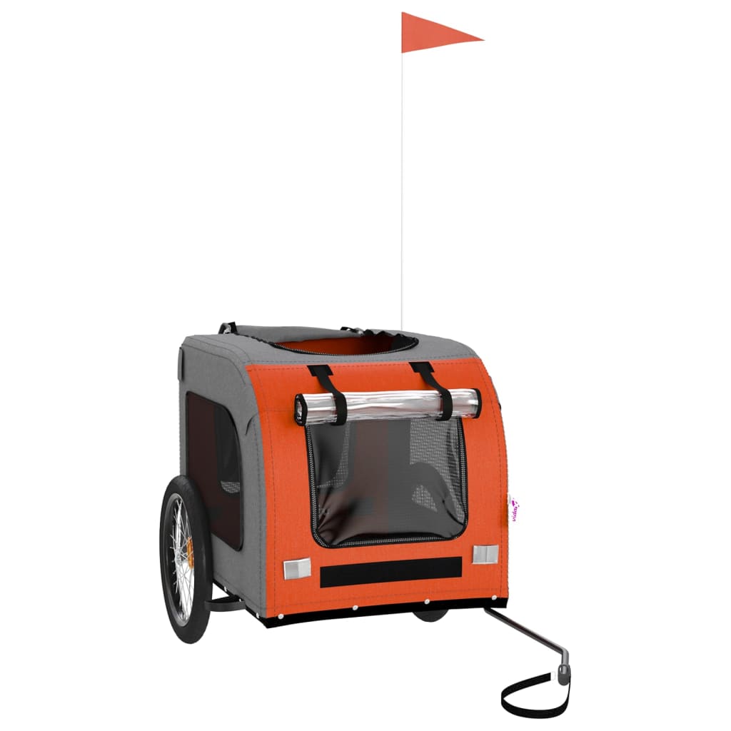 8720845769222_g_en_hd_1 vidaXL Pet Bike Trailer Orange and Grey Oxford Fabric&Iron - Image 3
