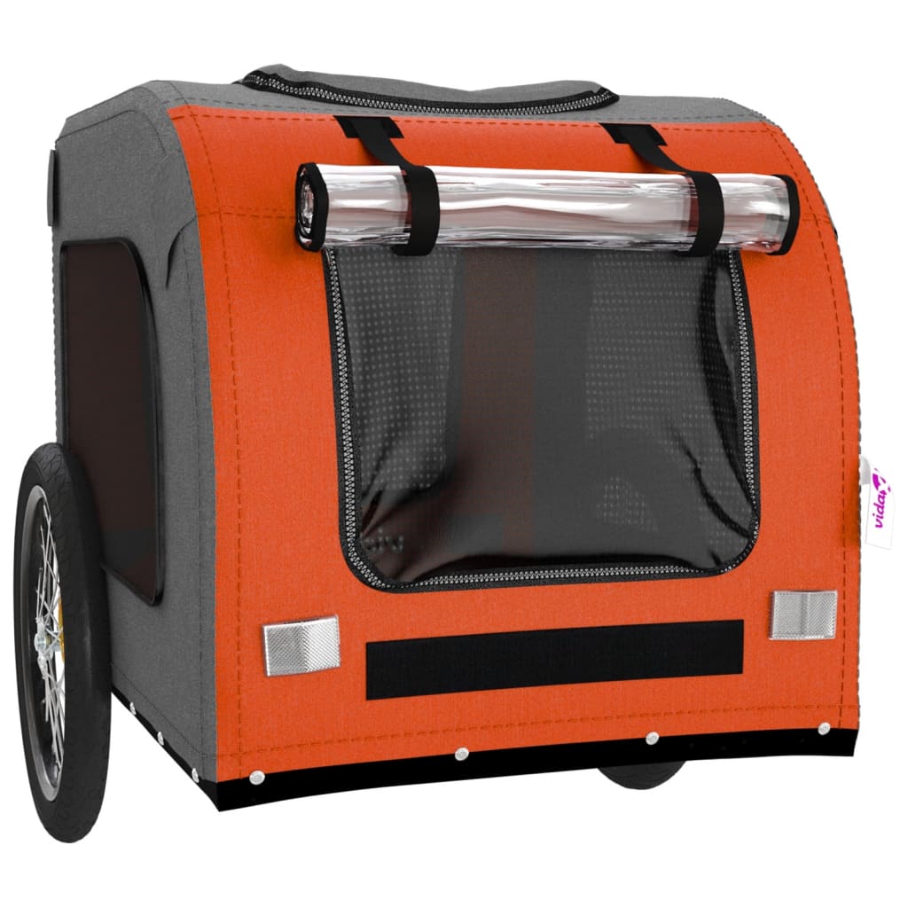 8720845769222_g_en_hd_3 vidaXL Pet Bike Trailer Orange and Grey Oxford Fabric&Iron - Image 5