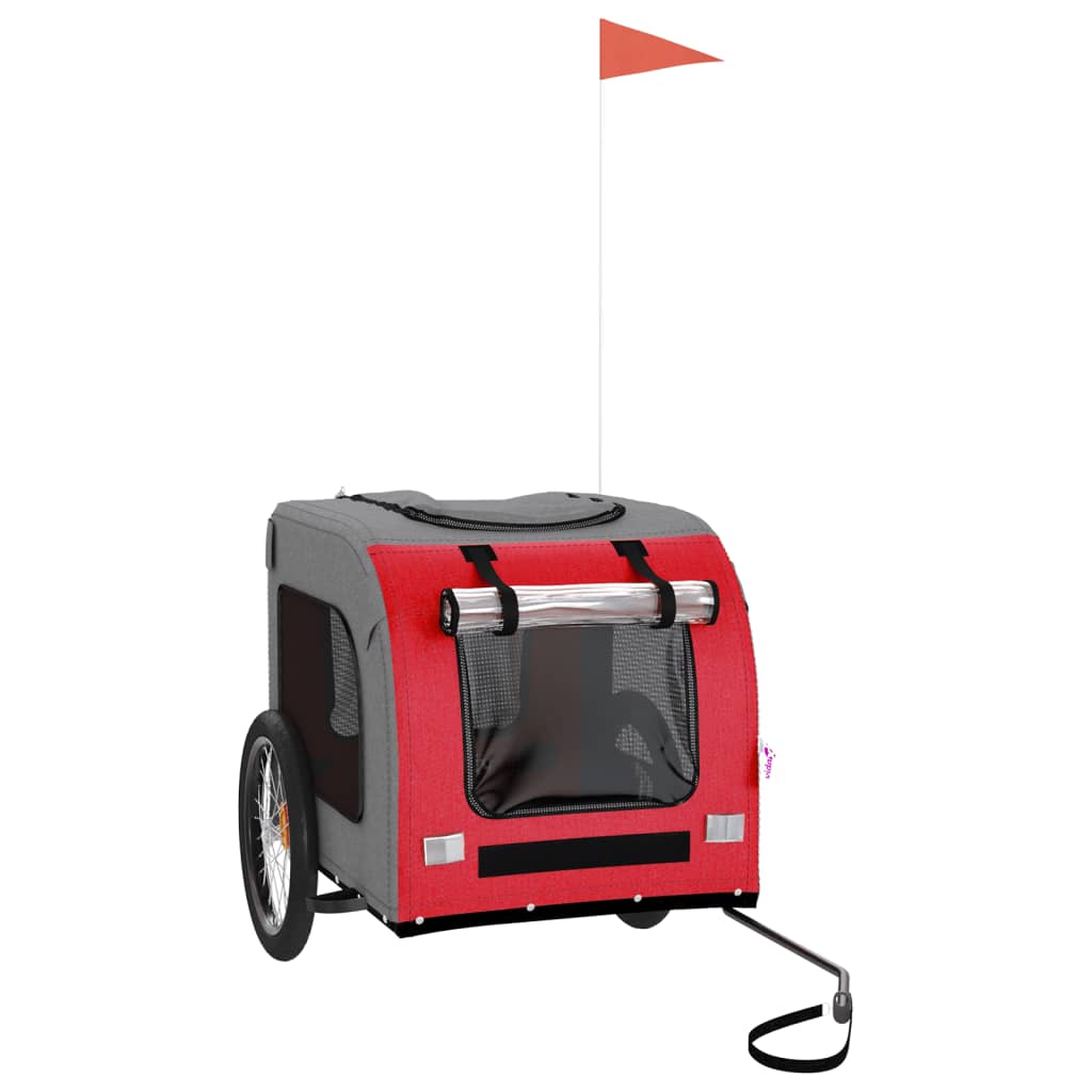 8720845769239_a_en_hd_1 vidaXL Pet Bike Trailer Red and Grey Oxford Fabric&Iron - Image 2