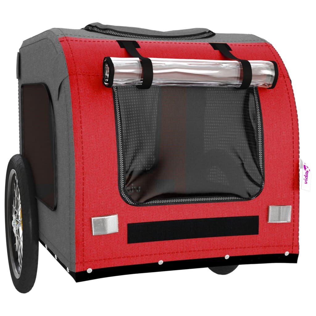 8720845769239_g_en_hd_3 vidaXL Pet Bike Trailer Red and Grey Oxford Fabric&Iron - Image 5