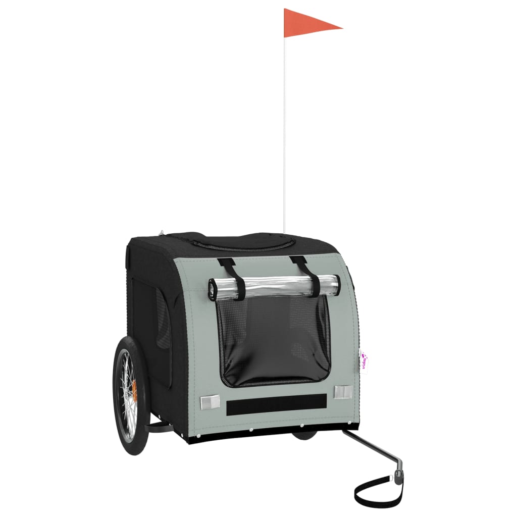 8720845769246_a_en_hd_1 vidaXL Pet Bike Trailer Grey and Black Oxford Fabric&Iron - Image 2