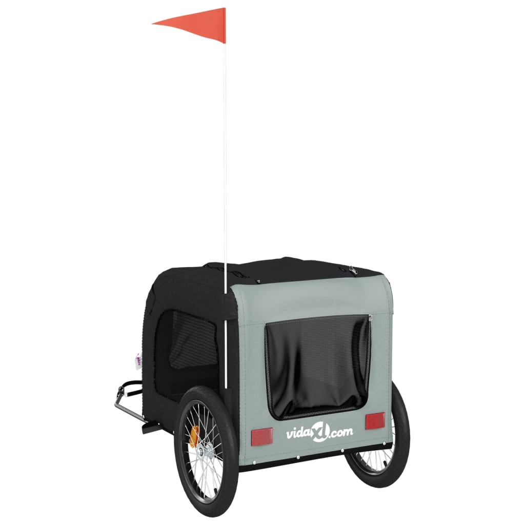 8720845769246_g_en_hd_6 vidaXL Pet Bike Trailer Grey and Black Oxford Fabric&Iron - Image 8