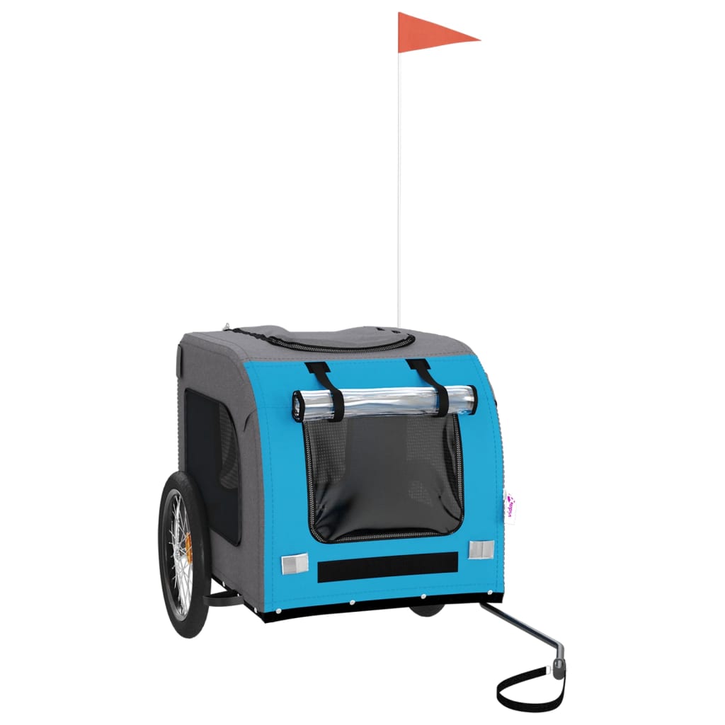 8720845769260_a_en_hd_1 vidaXL Pet Bike Trailer Blue and Grey Oxford Fabric&Iron - Image 2