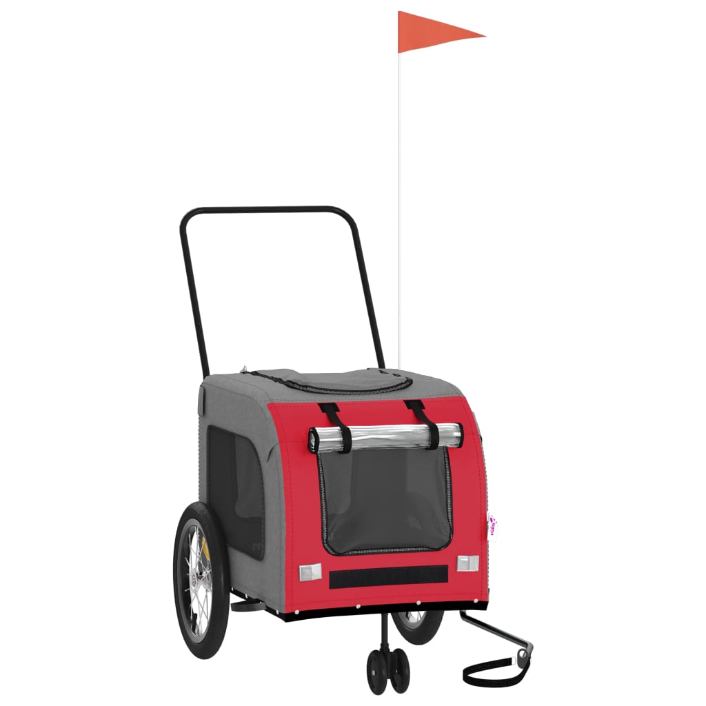 8720845769376_a_en_hd_1 vidaXL Pet Bike Trailer Red and Grey Oxford Fabric and Iron - Image 2