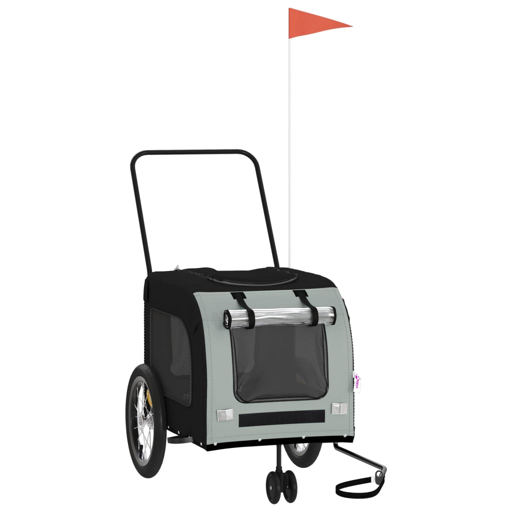 8720845769383_a_en_hd_1 vidaXL Pet Bike Trailer Black and Grey Oxford Fabric and Iron - Image 2