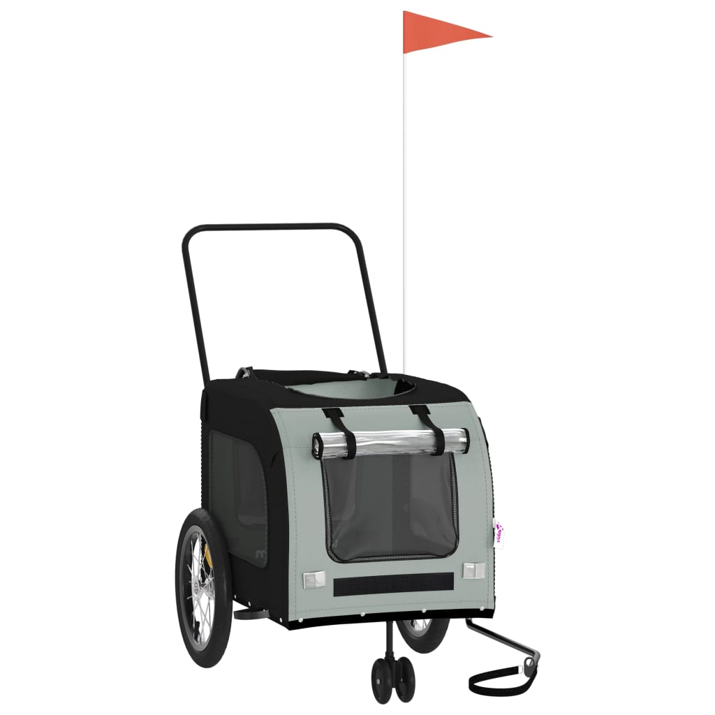 8720845769383_g_en_hd_1 vidaXL Pet Bike Trailer Black and Grey Oxford Fabric and Iron - Image 3