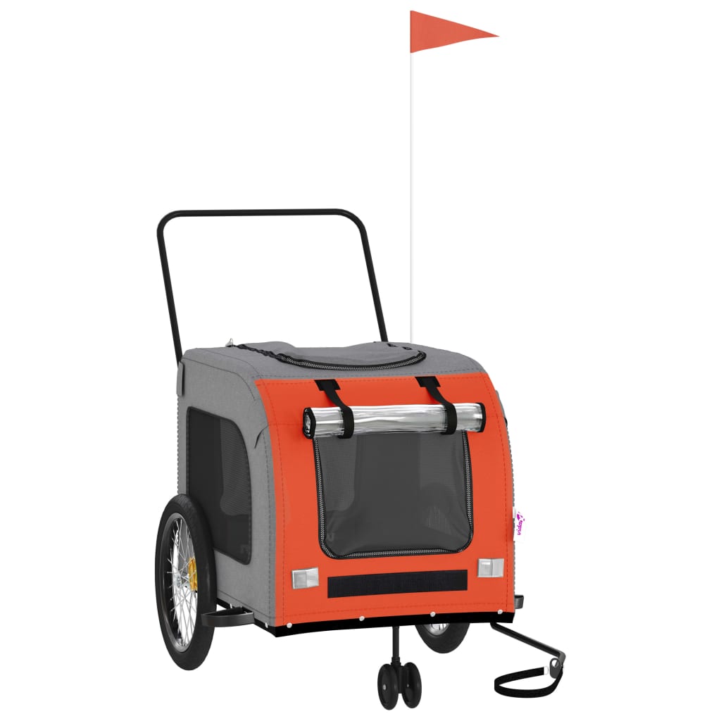 8720845769437_a_en_hd_1 vidaXL Pet Bike Trailer Orange and Grey Oxford Fabric and Iron - Image 2
