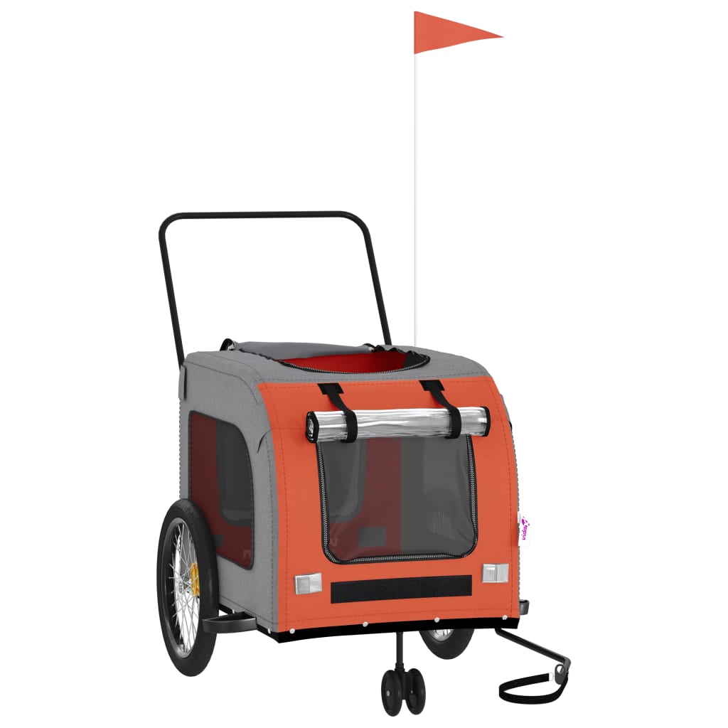 8720845769437_g_en_hd_1 vidaXL Pet Bike Trailer Orange and Grey Oxford Fabric and Iron - Image 3
