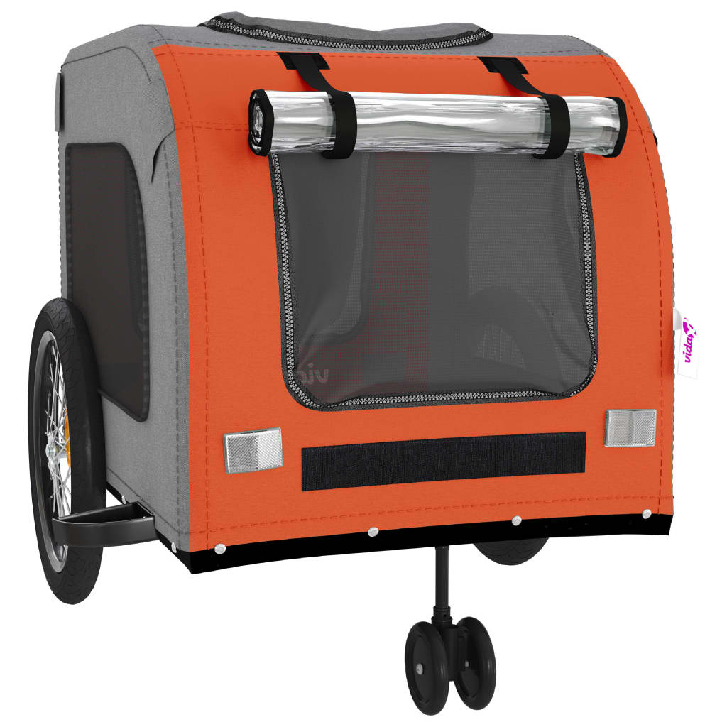 8720845769437_g_en_hd_3 vidaXL Pet Bike Trailer Orange and Grey Oxford Fabric and Iron - Image 5