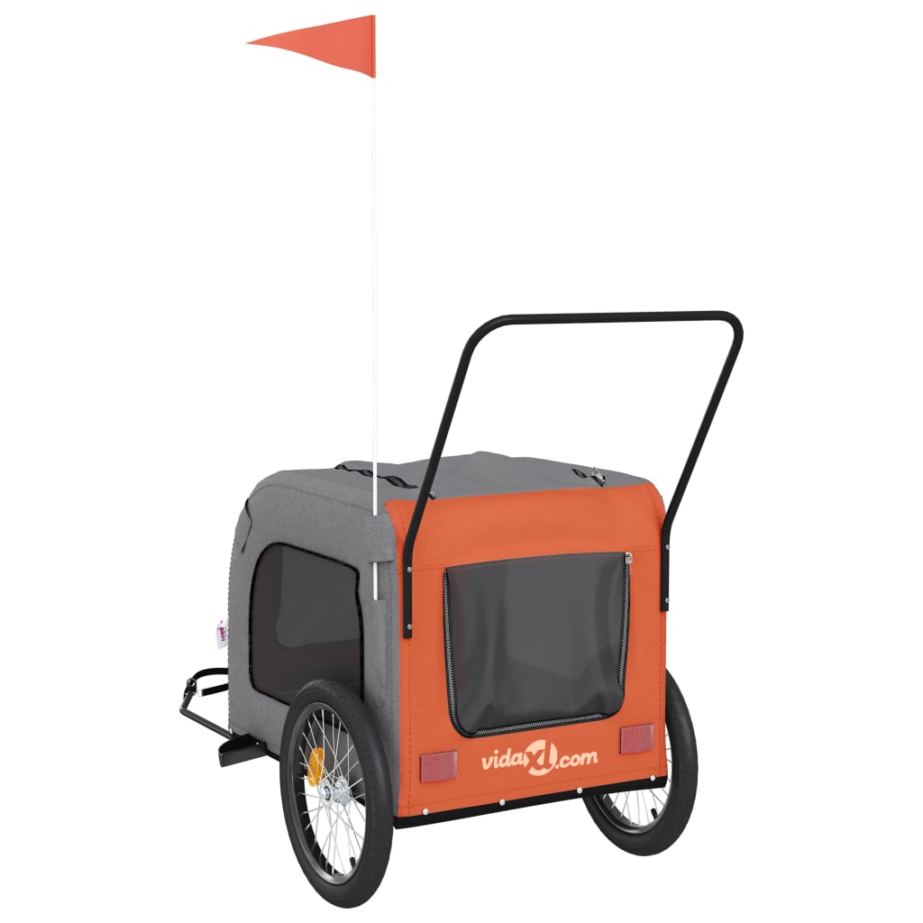 8720845769437_g_en_hd_6 vidaXL Pet Bike Trailer Orange and Grey Oxford Fabric and Iron - Image 8