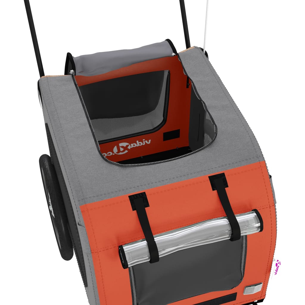 8720845769437_g_en_hd_8 vidaXL Pet Bike Trailer Orange and Grey Oxford Fabric and Iron - Image 10