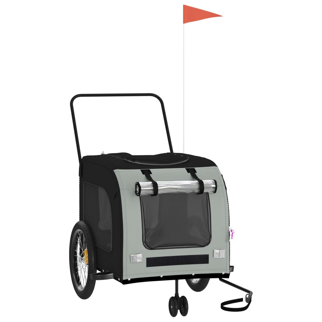 8720845769451_a_en_hd_1 vidaXL Pet Bike Trailer Black and Grey Oxford Fabric and Iron - Image 2