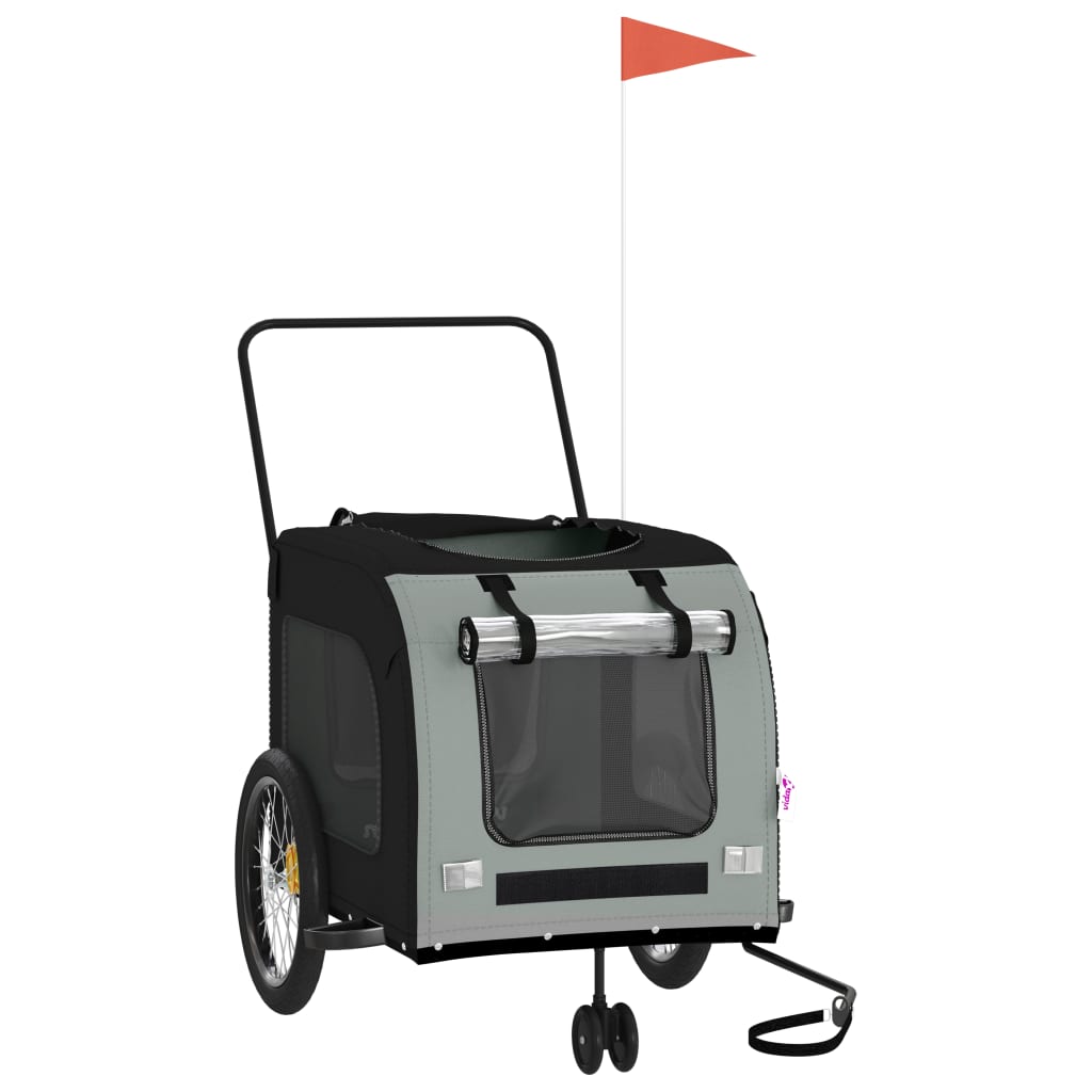 8720845769451_g_en_hd_1 vidaXL Pet Bike Trailer Black and Grey Oxford Fabric and Iron - Image 3