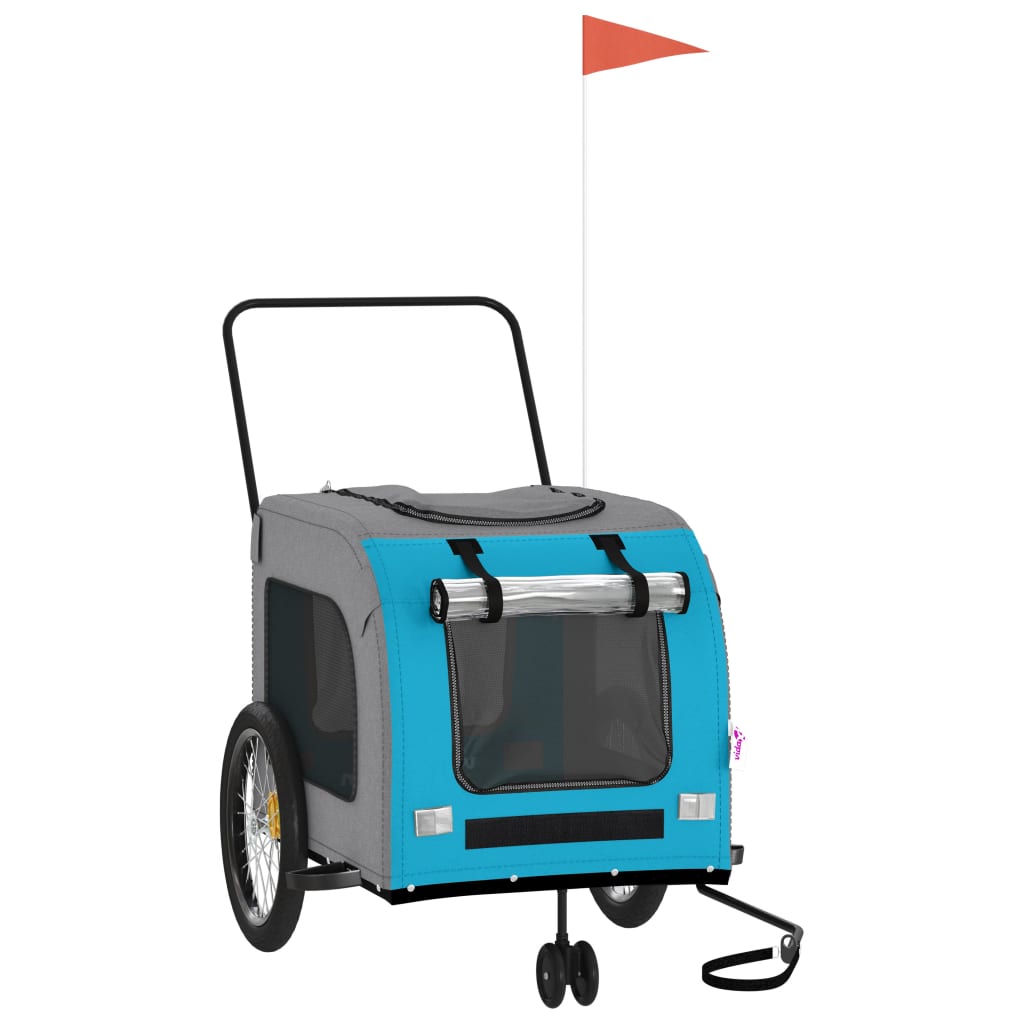 8720845769475_a_en_hd_1 vidaXL Pet Bike Trailer Blue and Grey Oxford Fabric and Iron - Image 2
