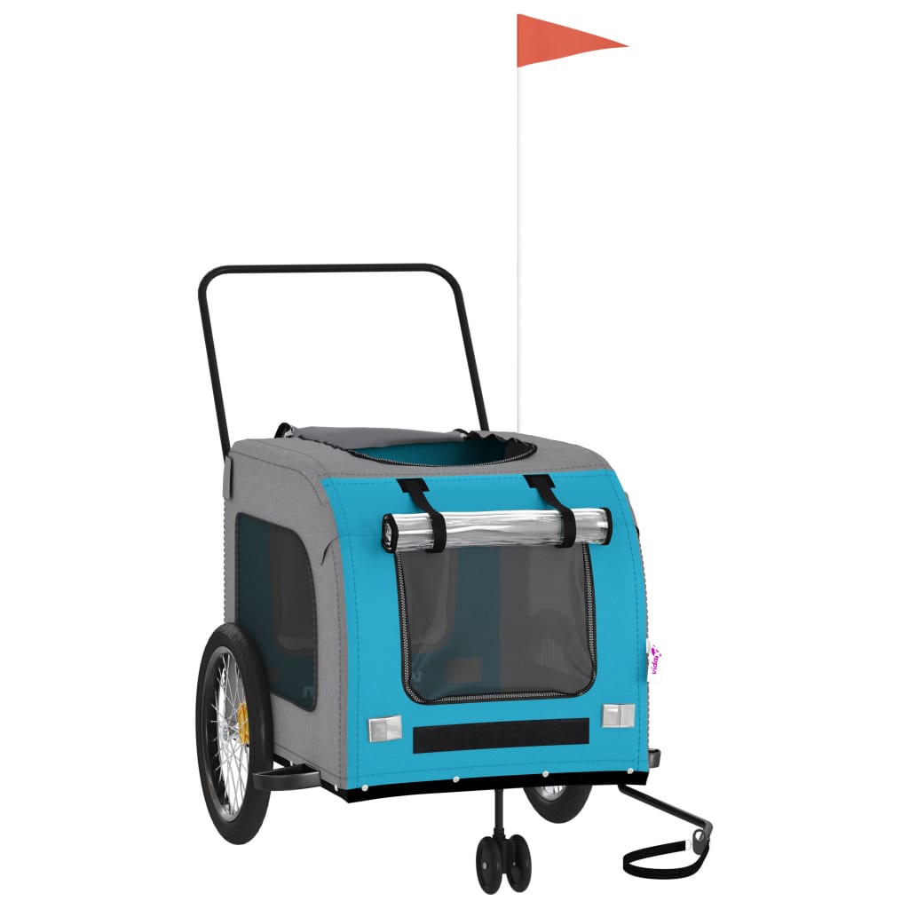 8720845769475_g_en_hd_1 vidaXL Pet Bike Trailer Blue and Grey Oxford Fabric and Iron - Image 3