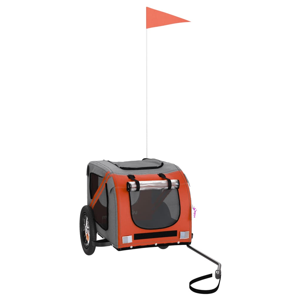 8720845769505_a_en_hd_1 vidaXL Pet Bike Trailer Orange and Grey Oxford Fabric and Iron - Image 2