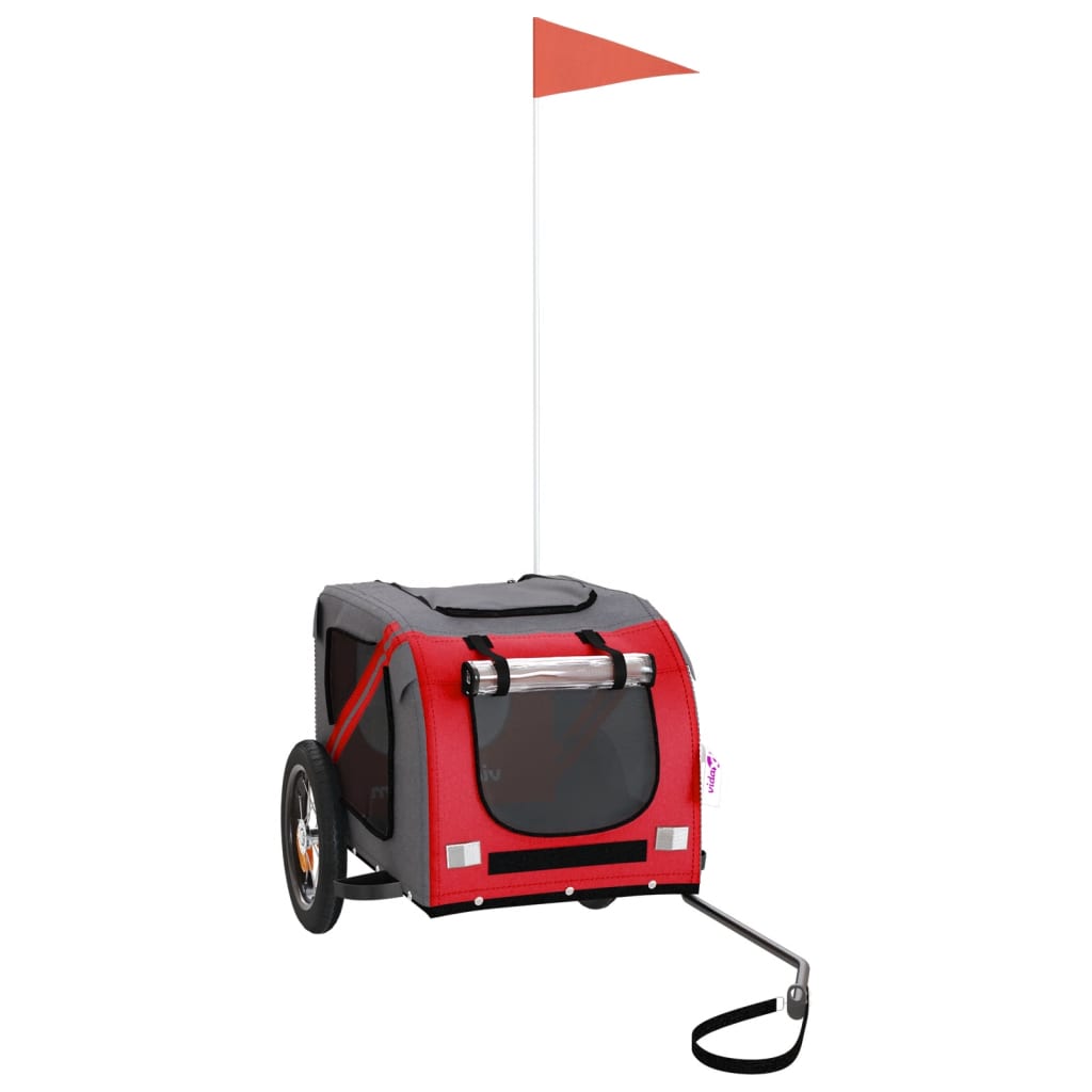 8720845769512_a_en_hd_1 vidaXL Pet Bike Trailer Red and Grey Oxford Fabric and Iron - Image 2