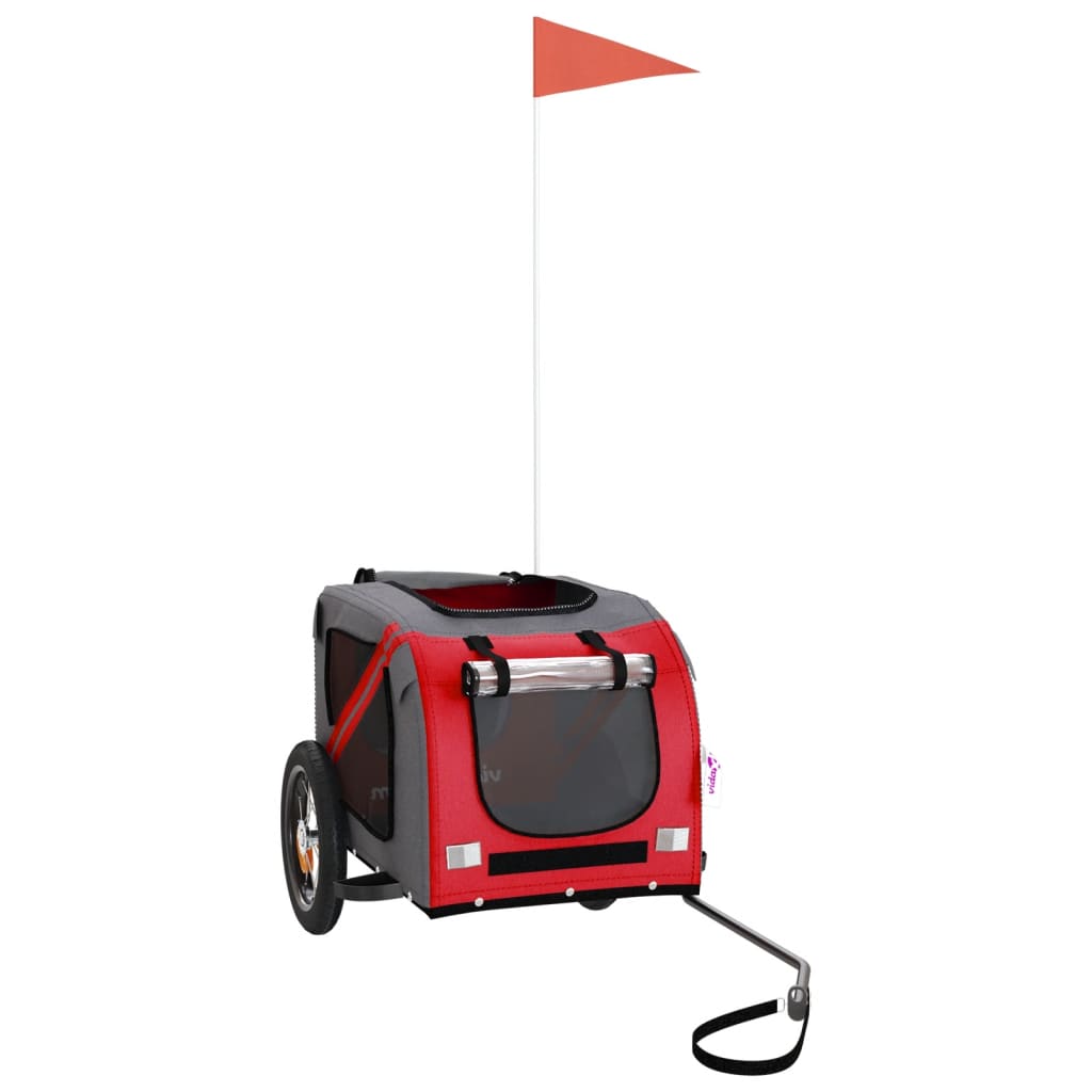8720845769512_g_en_hd_1 vidaXL Pet Bike Trailer Red and Grey Oxford Fabric and Iron - Image 3