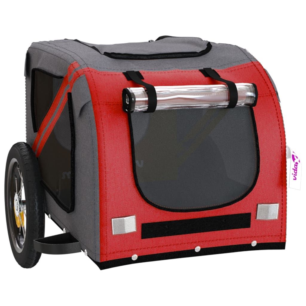 8720845769512_g_en_hd_3 vidaXL Pet Bike Trailer Red and Grey Oxford Fabric and Iron - Image 5