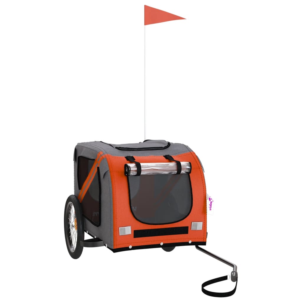 8720845769642_a_en_hd_1 vidaXL Pet Bike Trailer Orange and Black Oxford Fabric&Iron - Image 2