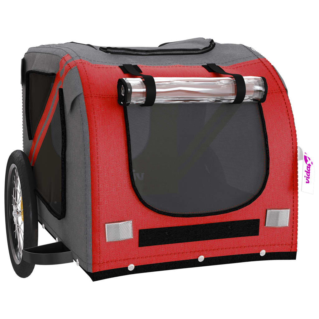 8720845769659_g_en_hd_3 vidaXL Pet Bike Trailer Red and Grey Oxford Fabric and Iron - Image 5