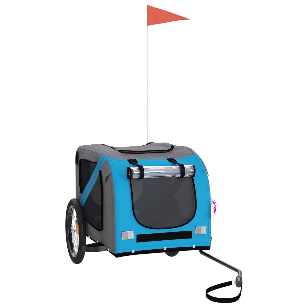 8720845769680_a_en_hd_1 vidaXL Pet Bike Trailer Blue and Grey Oxford Fabric and Iron - Image 2