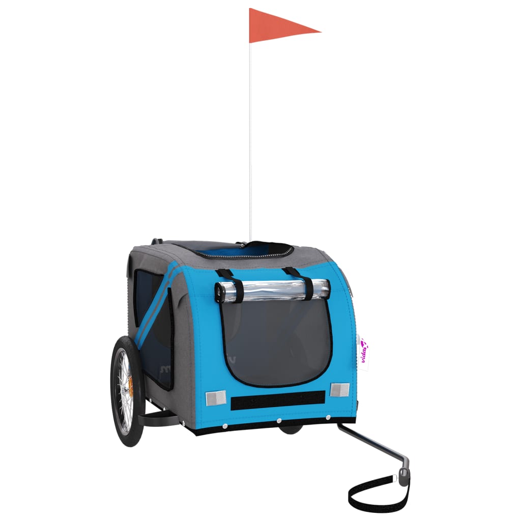 8720845769680_g_en_hd_1 vidaXL Pet Bike Trailer Blue and Grey Oxford Fabric and Iron - Image 3