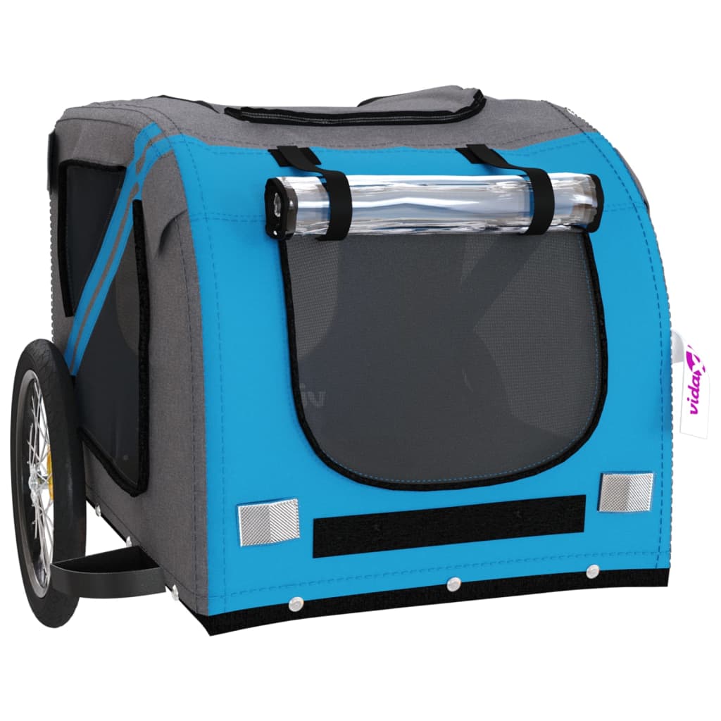 8720845769680_g_en_hd_3 vidaXL Pet Bike Trailer Blue and Grey Oxford Fabric and Iron - Image 5