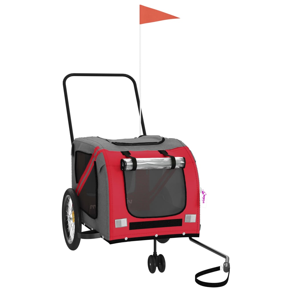 8720845769864_a_en_hd_1 vidaXL Pet Bike Trailer Red and Grey Oxford Fabric and Iron - Image 2