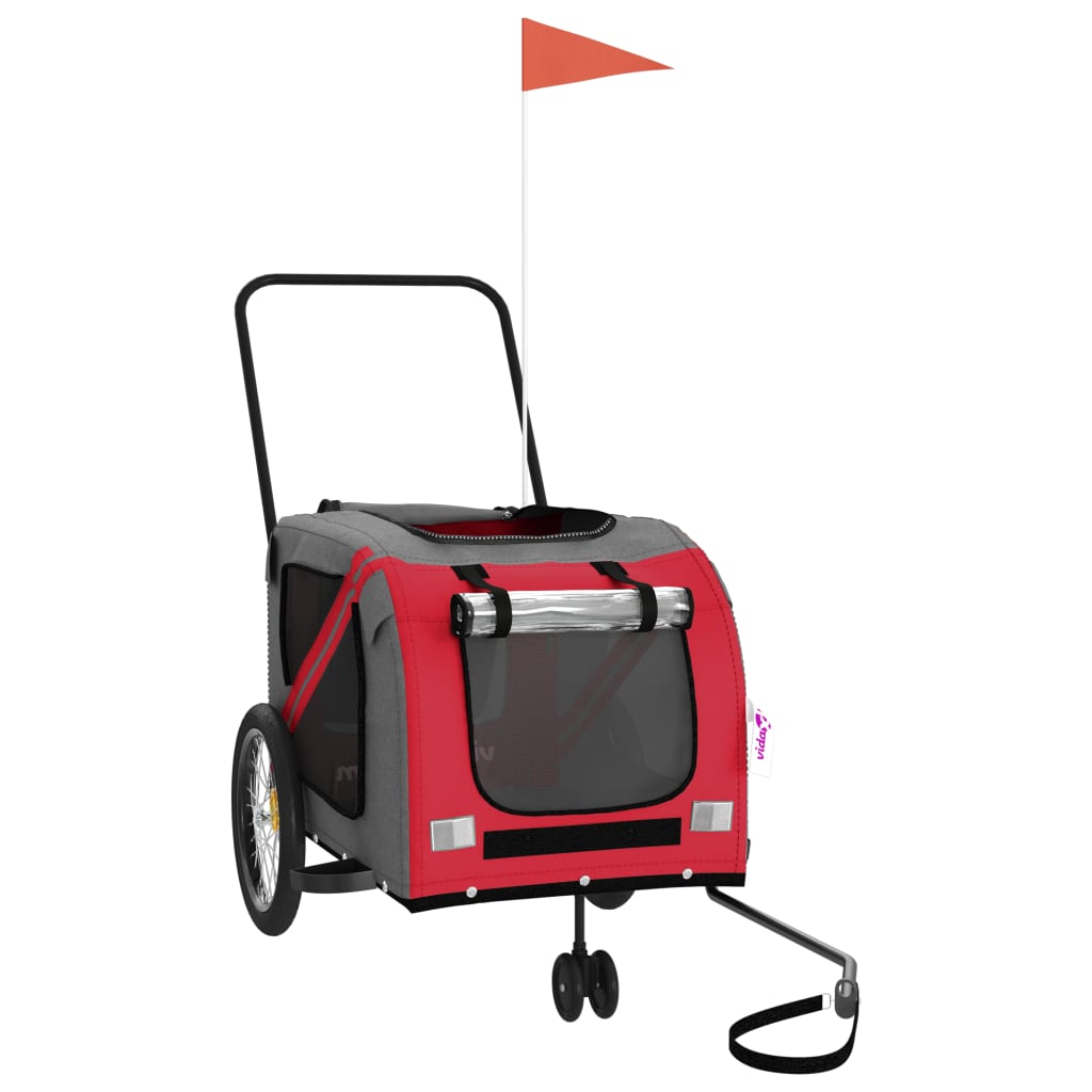 8720845769864_g_en_hd_1 vidaXL Pet Bike Trailer Red and Grey Oxford Fabric and Iron - Image 3