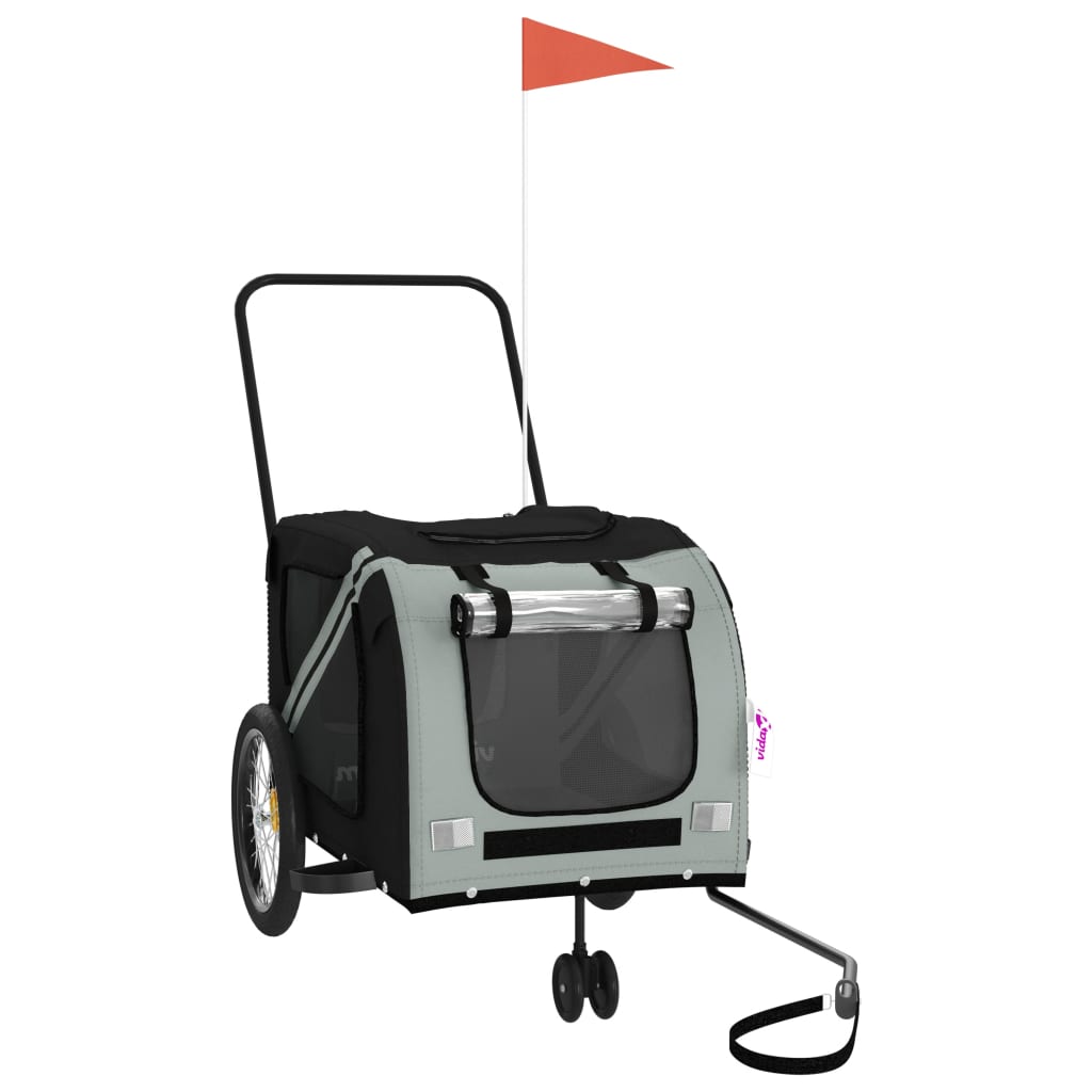 8720845769871_a_en_hd_1 vidaXL Pet Bike Trailer Grey and Black Oxford Fabric and Iron - Image 2