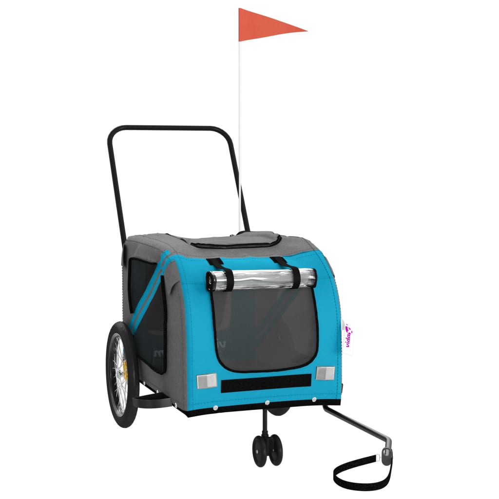 8720845769895_a_en_hd_1 vidaXL Pet Bike Trailer Blue and Grey Oxford Fabric and Iron - Image 2