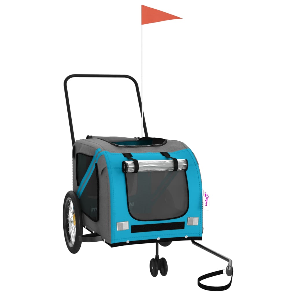 8720845769895_g_en_hd_1 vidaXL Pet Bike Trailer Blue and Grey Oxford Fabric and Iron - Image 3