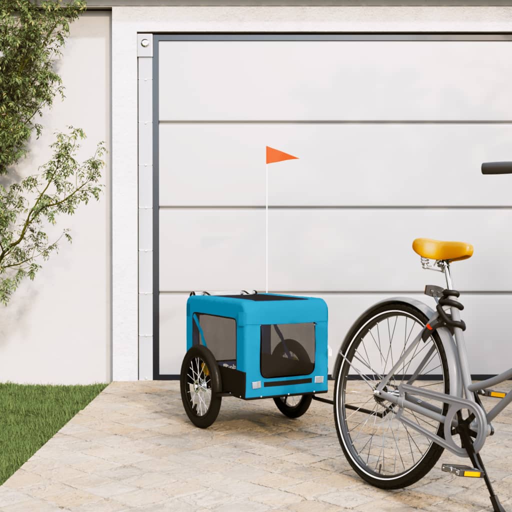 vidaXL Pet Bike Trailer Blue and Black Oxford Fabric&Iron