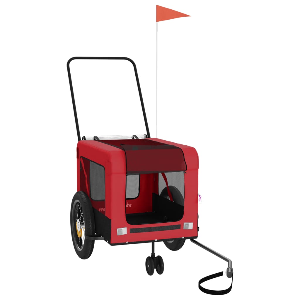 8720845770143_a_en_hd_1 vidaXL Pet Bike Trailer Red and Black Oxford Fabric and Iron - Image 2