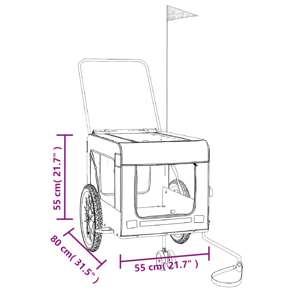 8720845770297_g_en_hd_11 vidaXL Pet Bike Trailer Grey and Black Oxford Fabric and Iron - Image 13