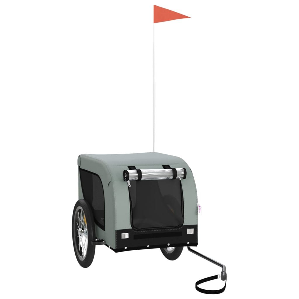 8720845770853_a_en_hd_1 vidaXL Pet Bike Trailer Grey and Black Oxford Fabric and Iron - Image 2