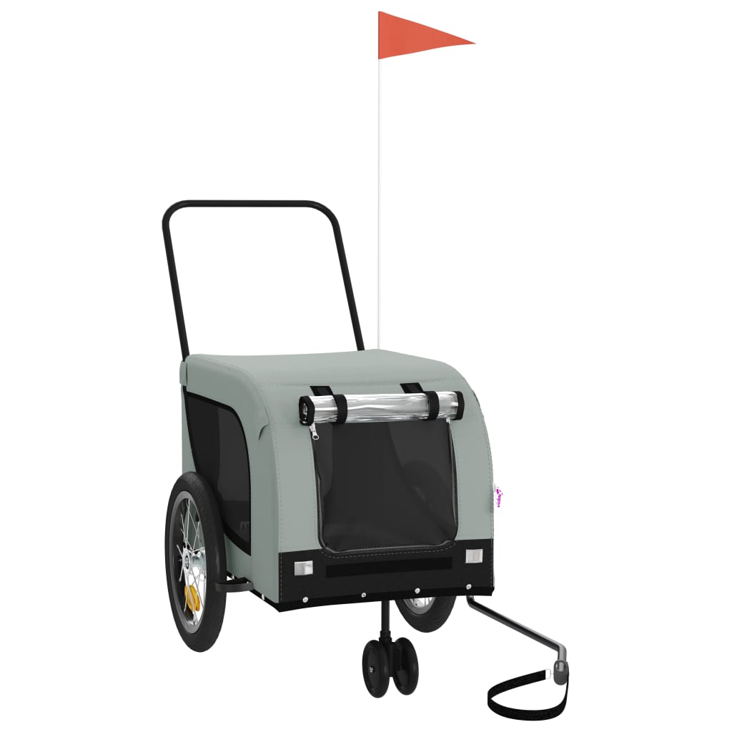 8720845771065_a_en_hd_1 vidaXL Pet Bike Trailer Grey and Black Oxford Fabric and Iron - Image 2