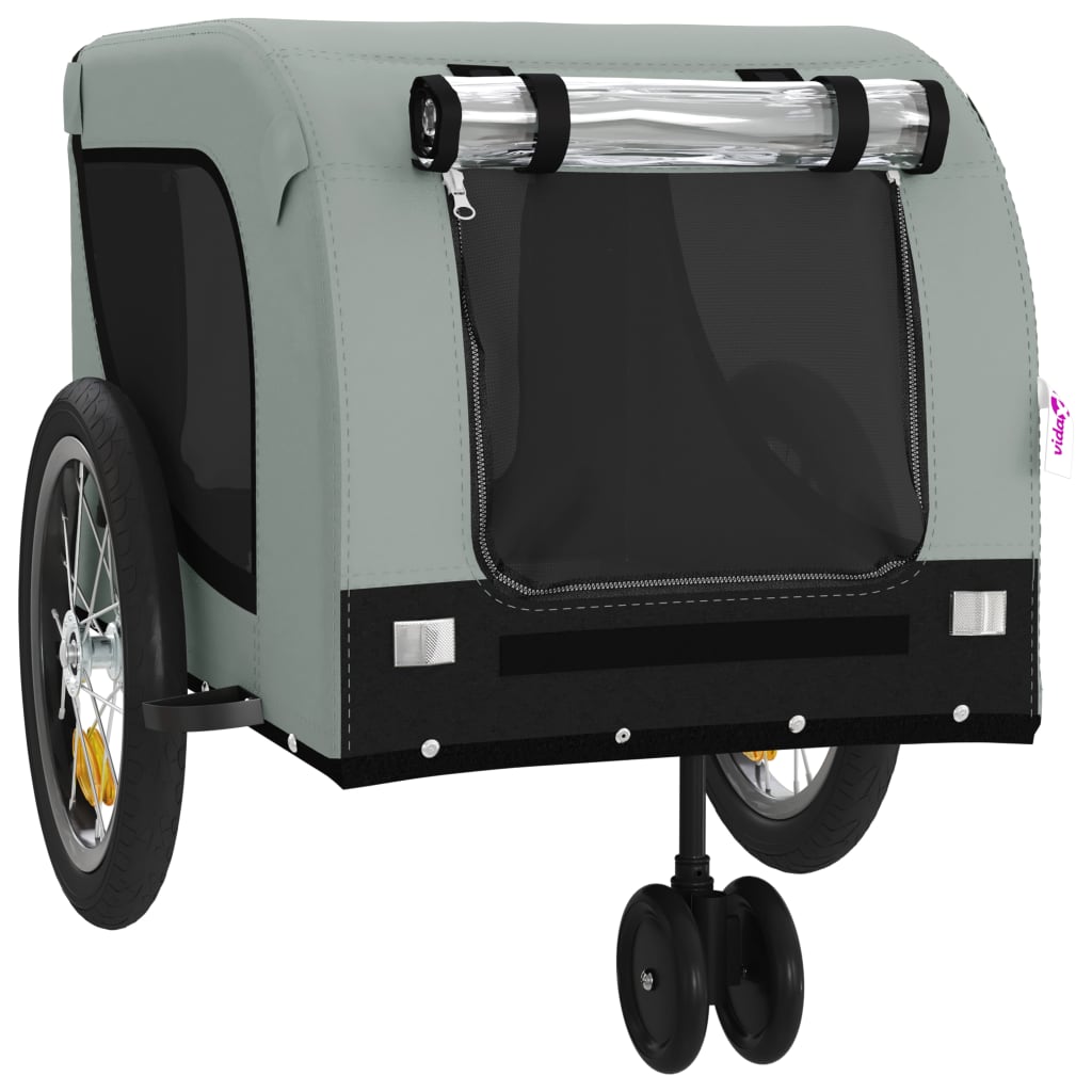 8720845771065_g_en_hd_2 vidaXL Pet Bike Trailer Grey and Black Oxford Fabric and Iron - Image 4