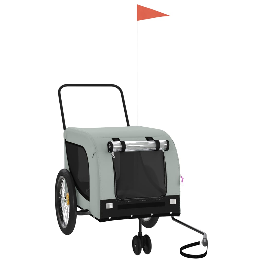 8720845771133_a_en_hd_1 vidaXL Pet Bike Trailer Grey and Black Oxford Fabric and Iron - Image 2