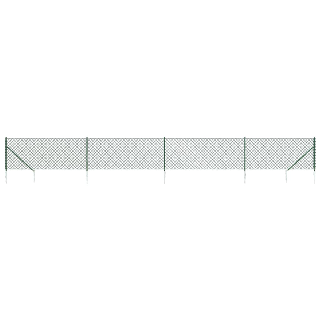 8720845771348_a_en_hd_1 vidaXL Chain Link Fence with Spike Anchors Green 0.8x10 m - Image 2