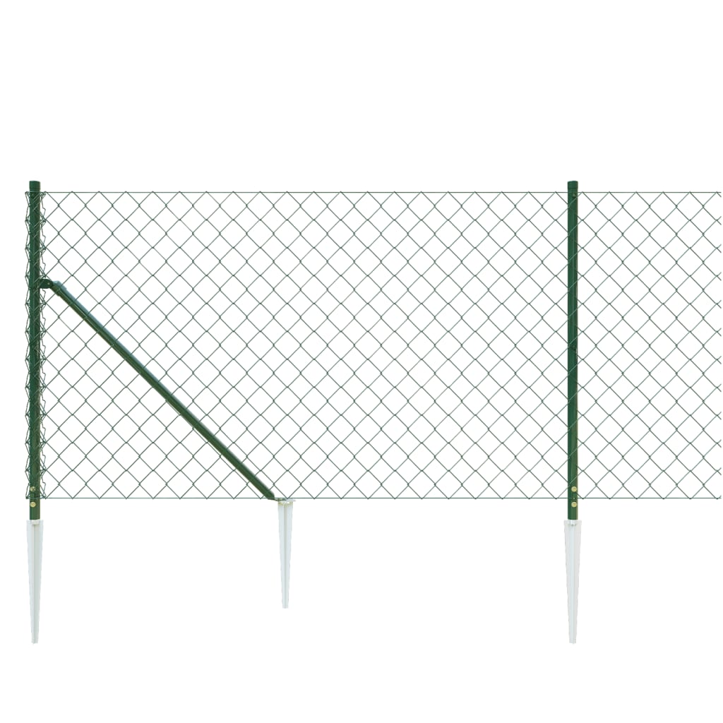 8720845771348_g_en_hd_2 vidaXL Chain Link Fence with Spike Anchors Green 0.8x10 m - Image 4