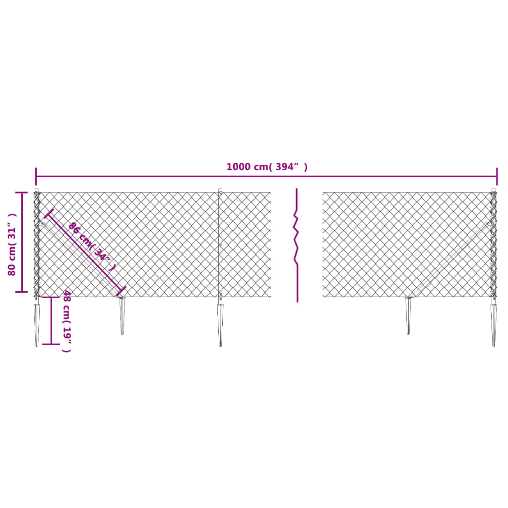 8720845771348_g_en_hd_3 vidaXL Chain Link Fence with Spike Anchors Green 0.8x10 m - Image 5